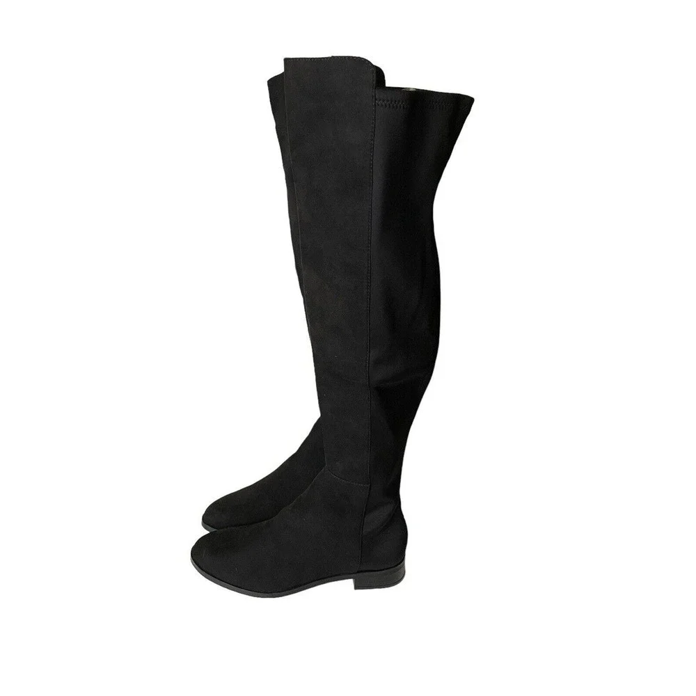 J.Crew NEW Over Knee Boots Microsuede Black Size 7 Stretchy Riding Equestrian